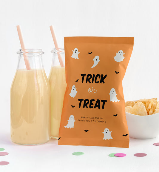 Friendly Ghost Orange | Printable Chip Packet Favour Template