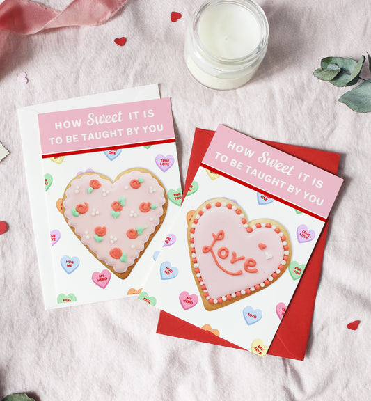 Convo Hearts White | Printable Sweetheart Valentine Cookie Card Template