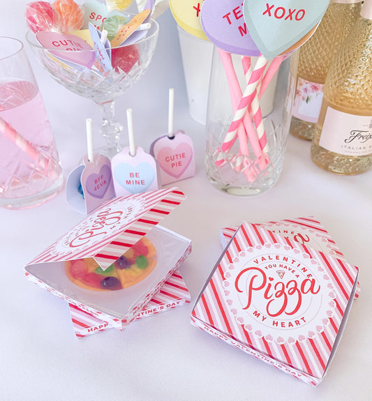Stripe Pink | Printable Valentine Pizza Box Template