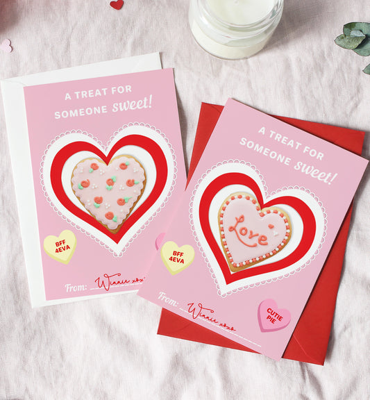 Convo Hearts Pink | Printable Sweetheart Valentine Cookie Card Template