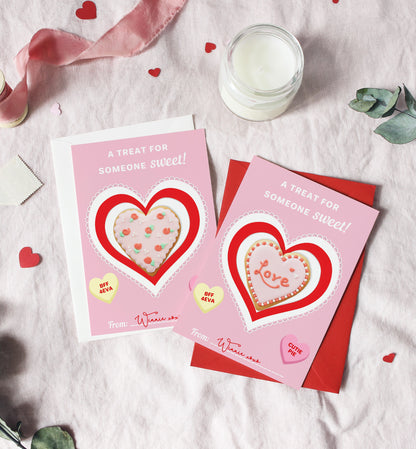 Convo Hearts Pink | Printable Sweetheart Valentine Cookie Card Template