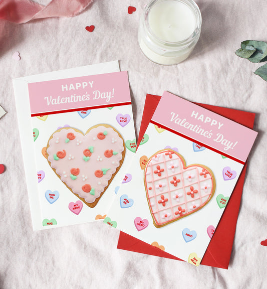 Convo Hearts White | Printable Sweetheart Valentine Cookie Card Template