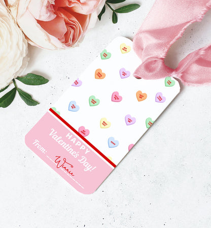 Convo Hearts White | Printable Sweetheart Valentine Tag Template