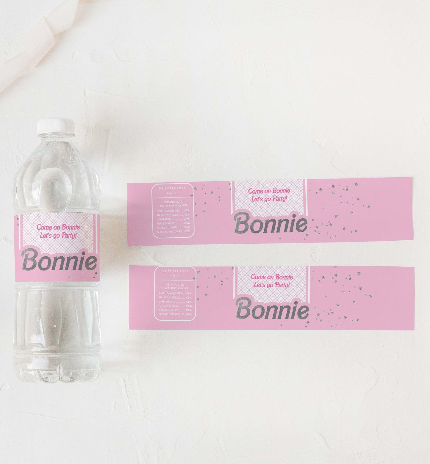 Barbie Party Pink Silver | Printable Water Bottle Favour Labels Template