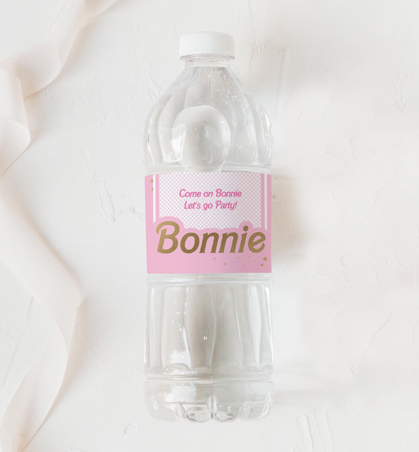 Barbie Party Pink Gold | Printable Water Bottle Favour Labels Template - Black Bow Studio