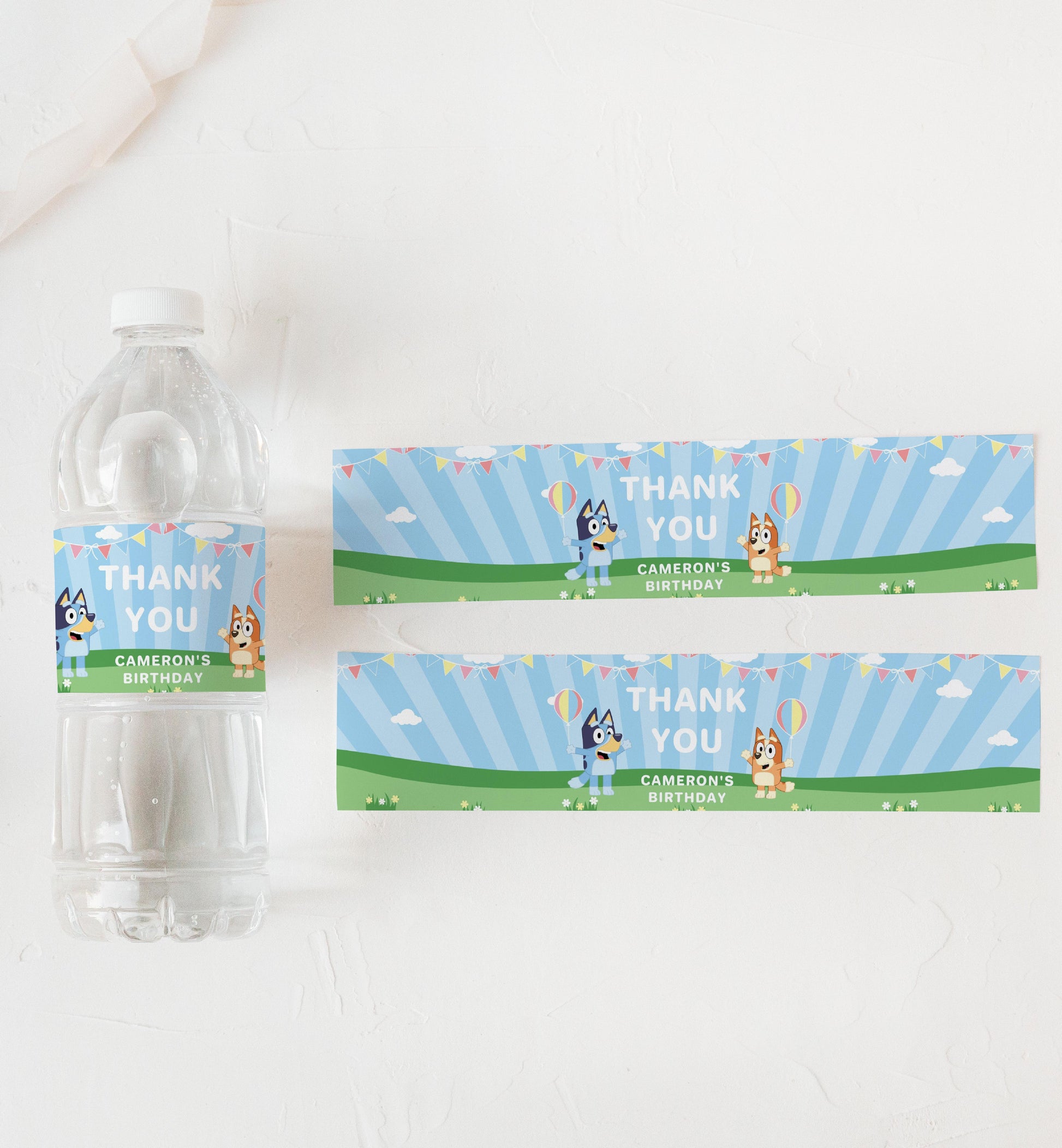 Bluey Blue  Printable Water Bottle Favour Labels Template – Black Bow  Studio