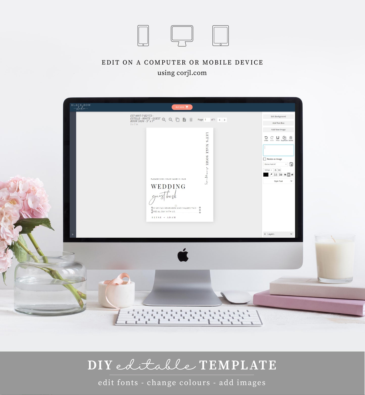Estelle White | Printable Wedding Guest Book Sign Template