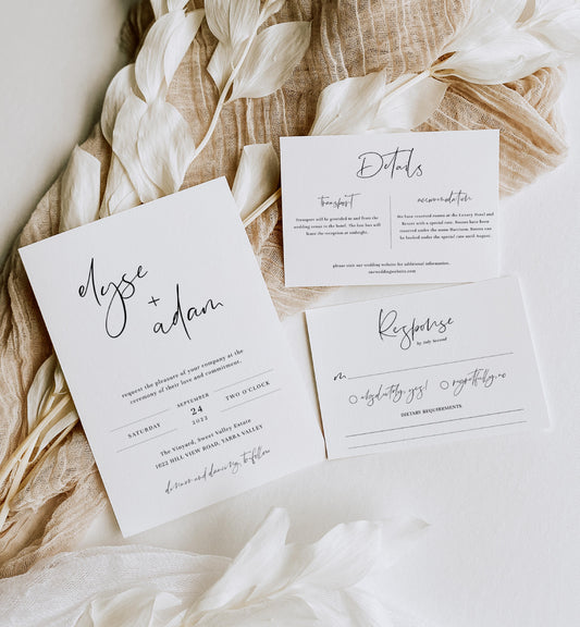 Gigi Script | Printable Wedding Invitation Suite - Black Bow Studio