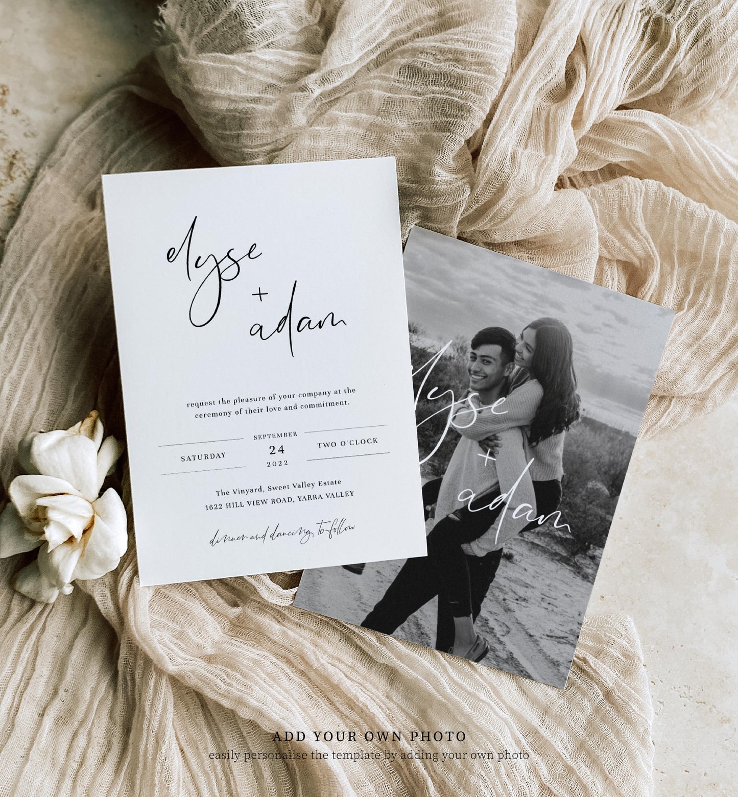 Gigi Script | Printable Wedding Invitation Suite - Black Bow Studio