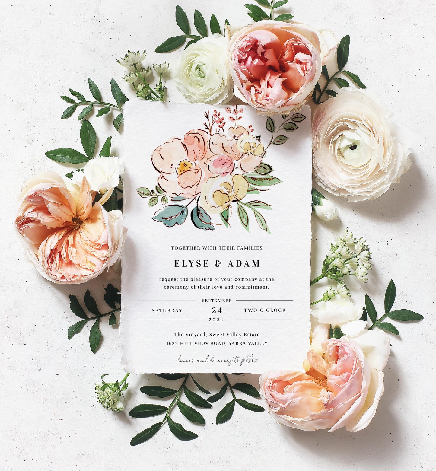 Cambridge Floral Multi | Printable Wedding Invitation Suite Template - Black Bow Studio
