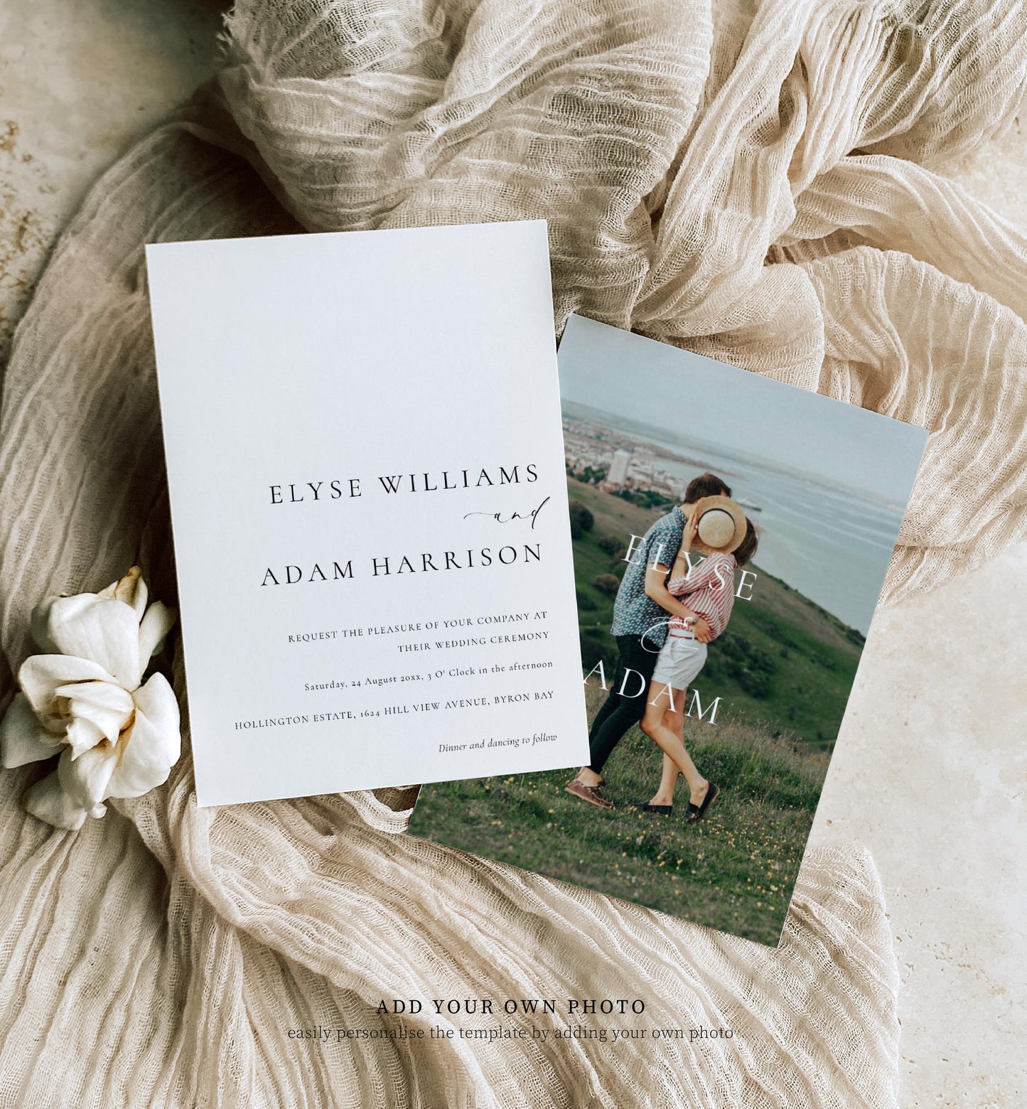 Ellesmere White | Printable Wedding Invitation Suite Template