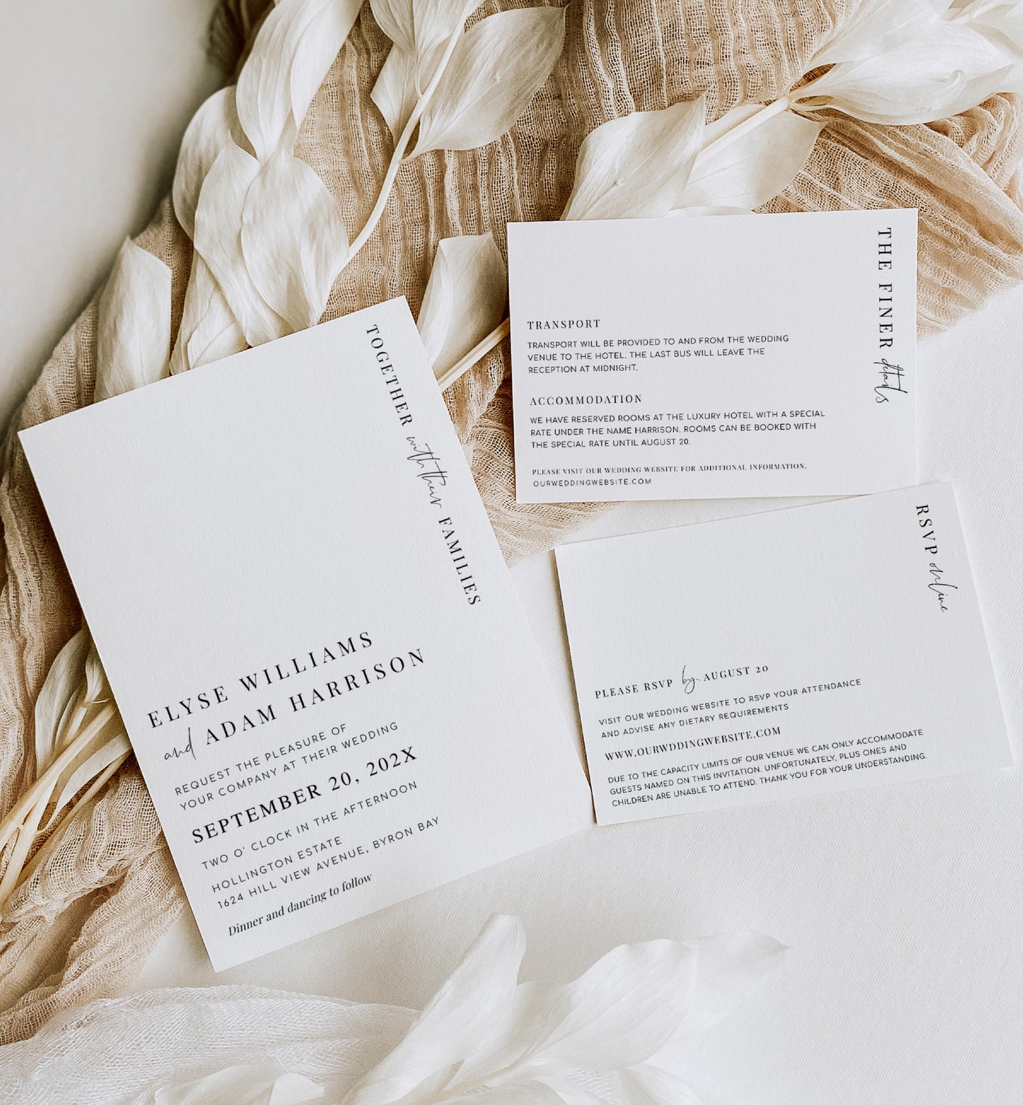 Estelle White | Printable Wedding Invitation Suite Template