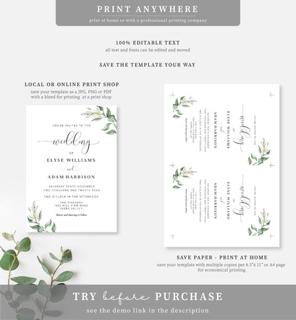 Muted Greenery | Printable Wedding Invitation Suite