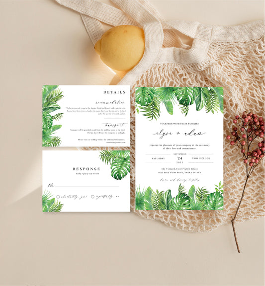 Nantucket Palm | Printable Wedding Invitation Suite - Black Bow Studio