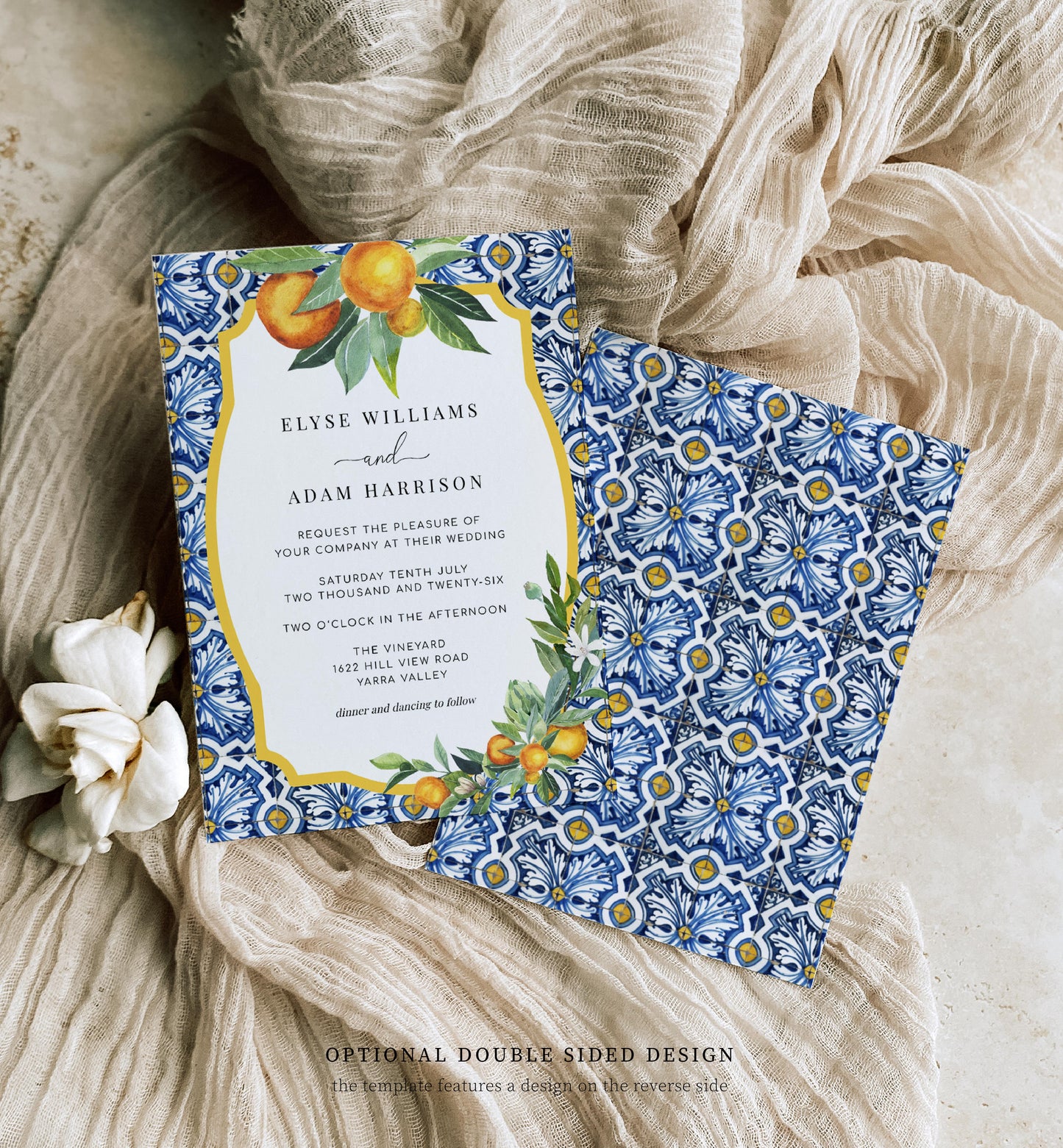 Positano Oranges | Printable Wedding Invitation Suite Template