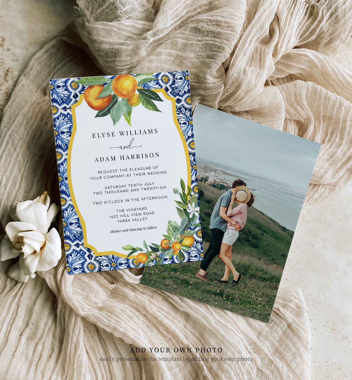 Positano Oranges | Printable Wedding Invitation Suite Template