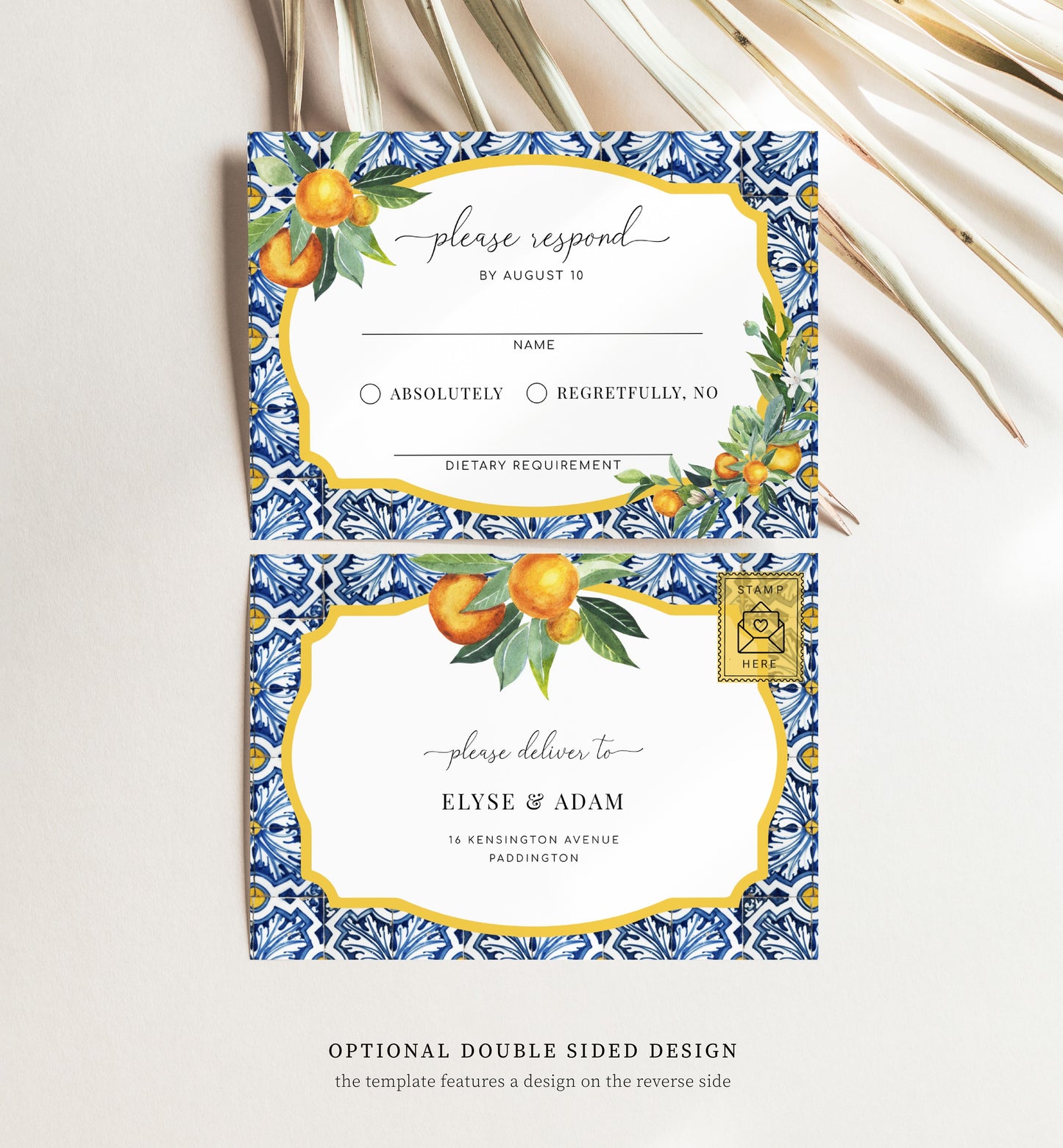 Positano Oranges | Printable Wedding Invitation Suite Template