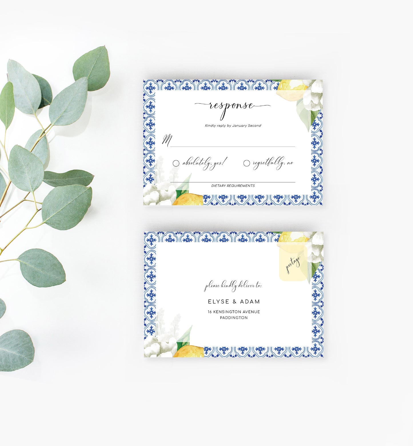 The Med Lemons | Printable Wedding Invitation Suite - Black Bow Studio