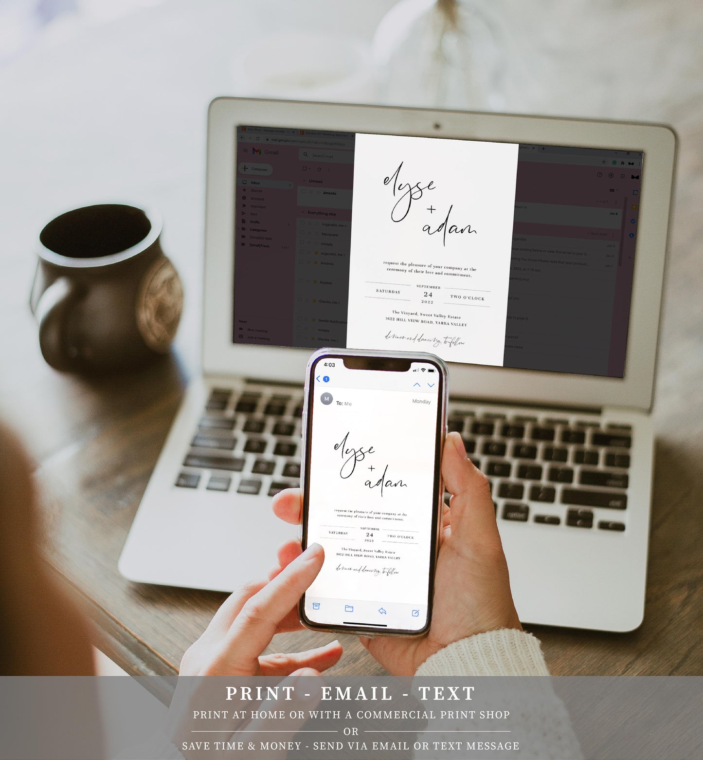 Gigi Script | Printable Wedding Invitation Suite - Black Bow Studio