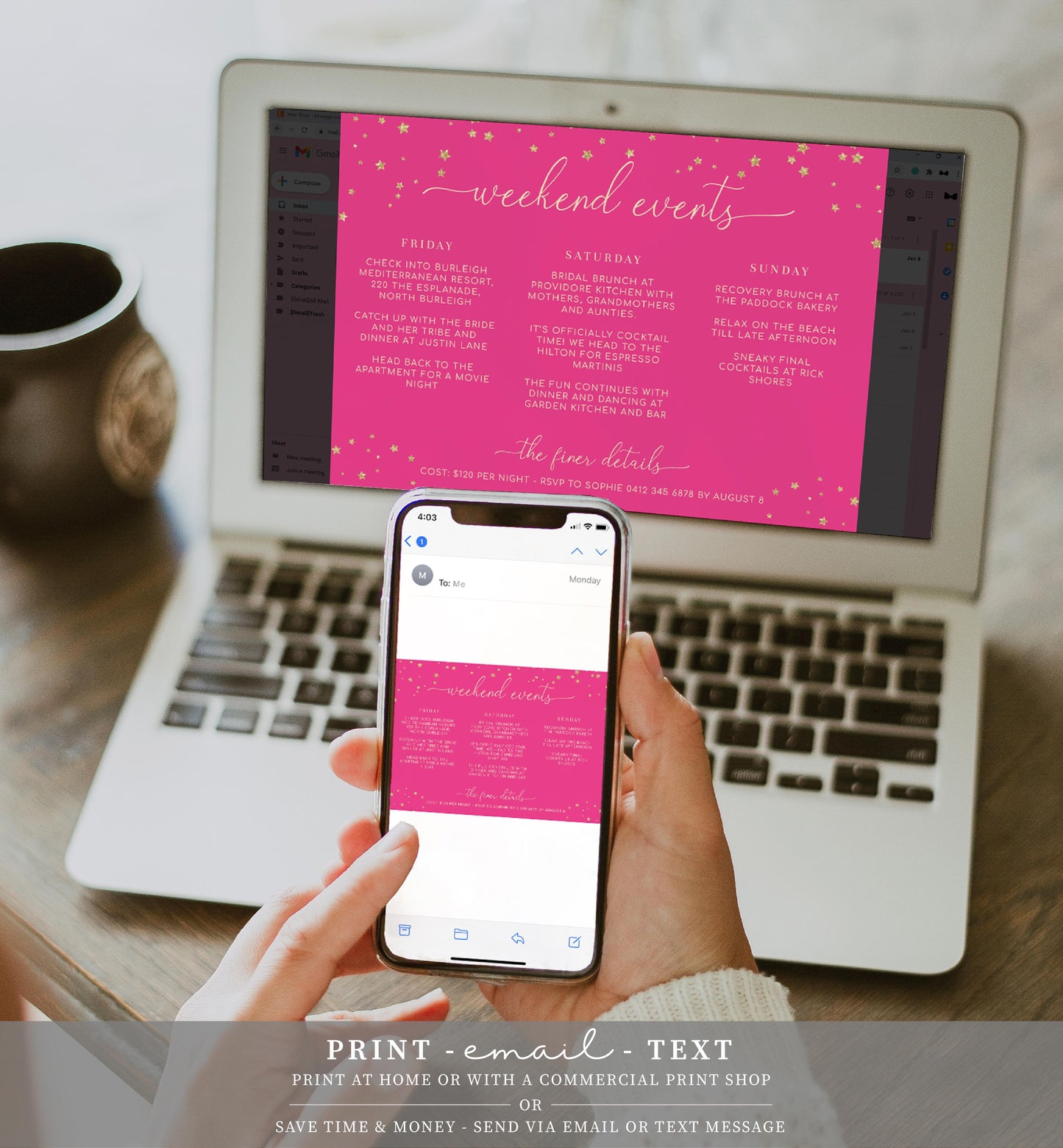 Paintly Hot Pink Gold | Printable Weekend Itinerary