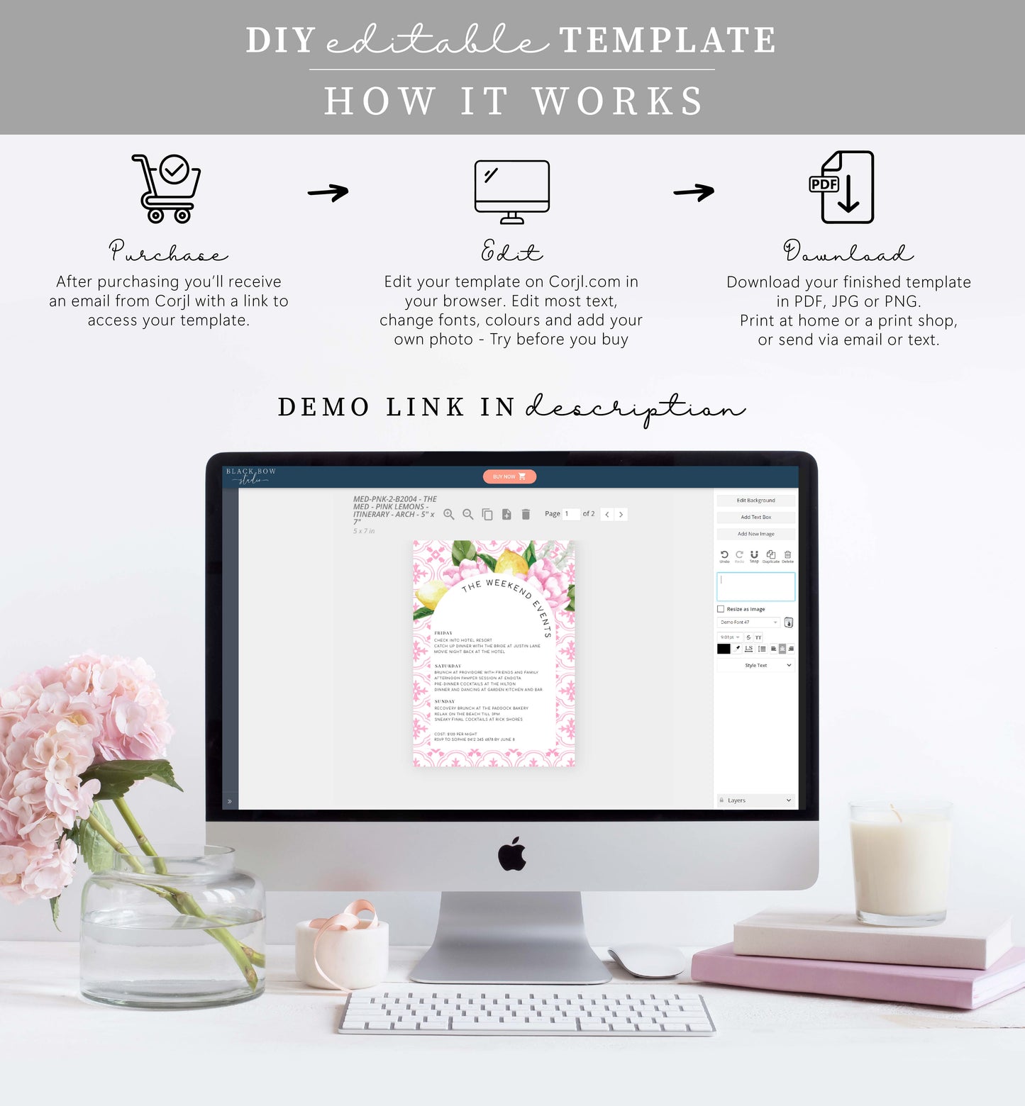 The Med Arch Pink Lemons | Printable Itinerary Template