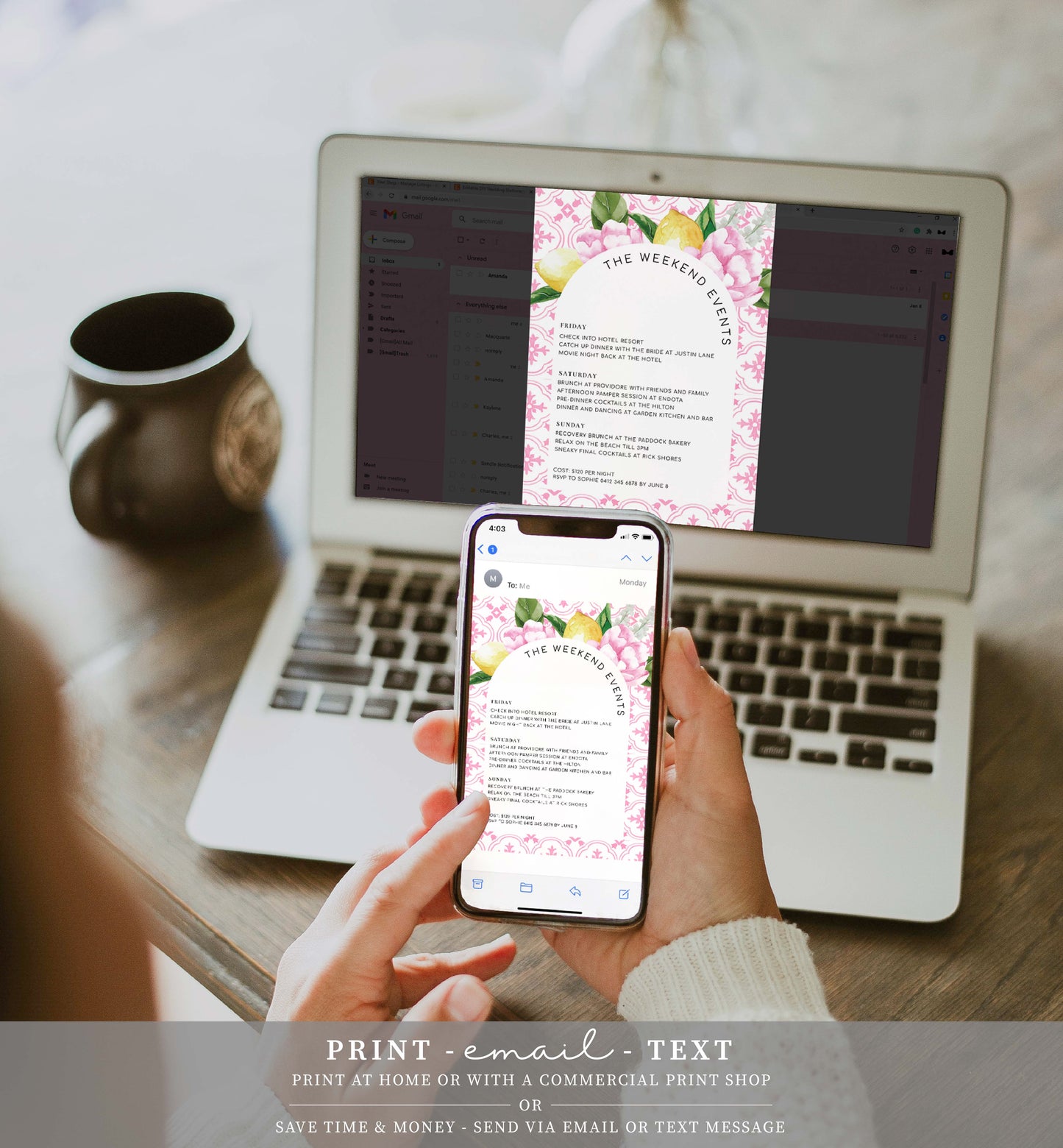 The Med Arch Pink Lemons | Printable Itinerary Template