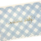 Gingham Blue Gold | Welcome Baby Greeting Card