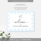 Gingham Blue Rocking Horse | Printable Welcome Sign
