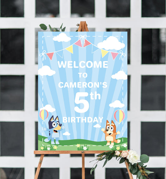 Bluey Blue | Printable Welcome Sign Template