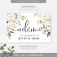 Darcy Floral White | Printable Welcome Sign - Landscape