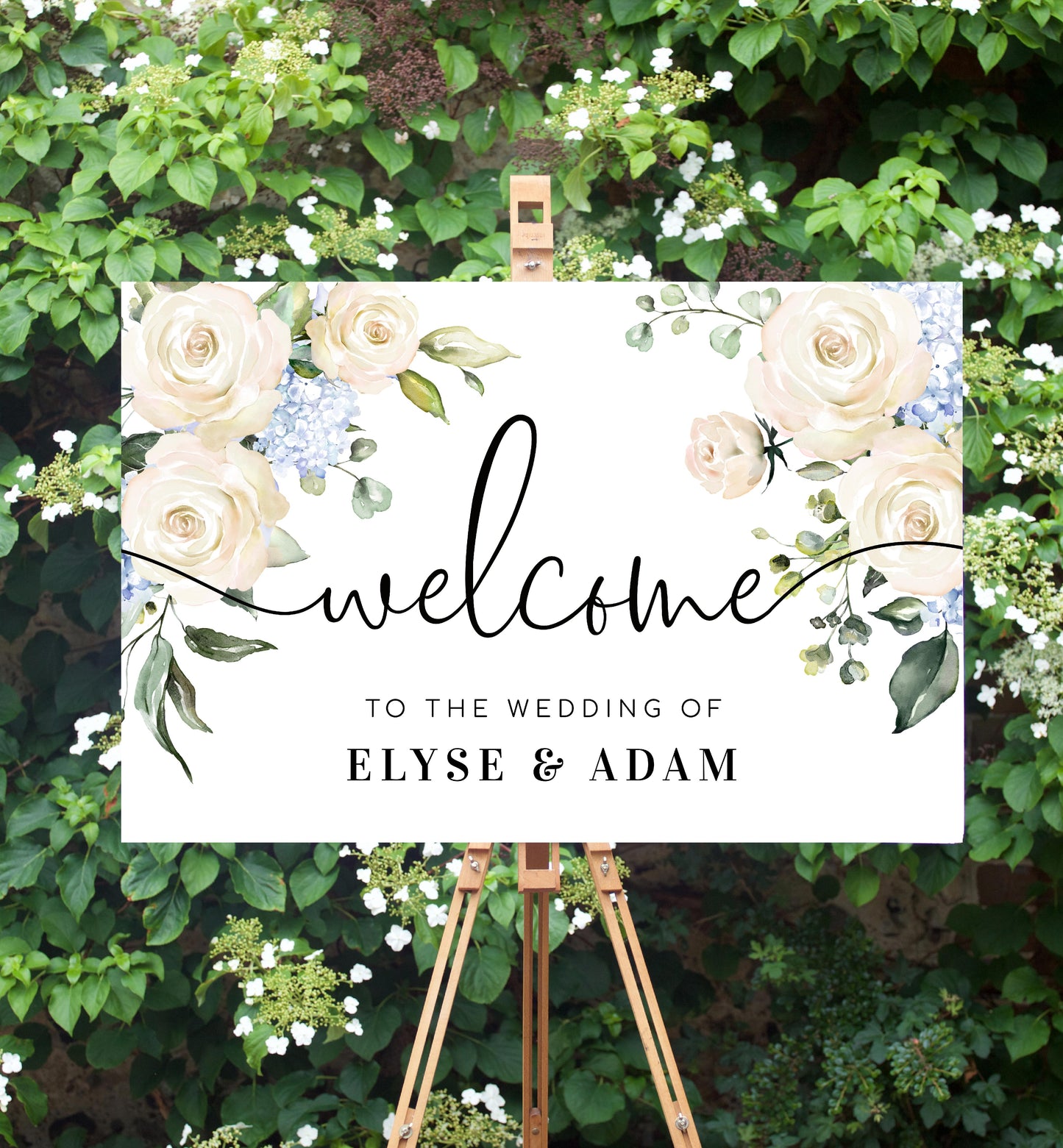 Darcy Floral White | Printable Welcome Sign - Landscape