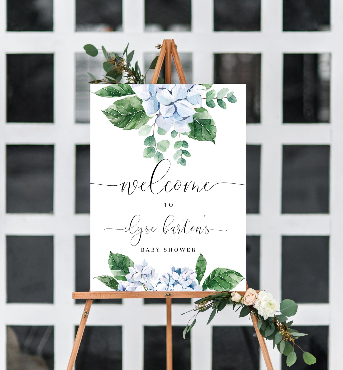 Ferras Blossom Blue | Printable Welcome Sign - Black Bow Studio