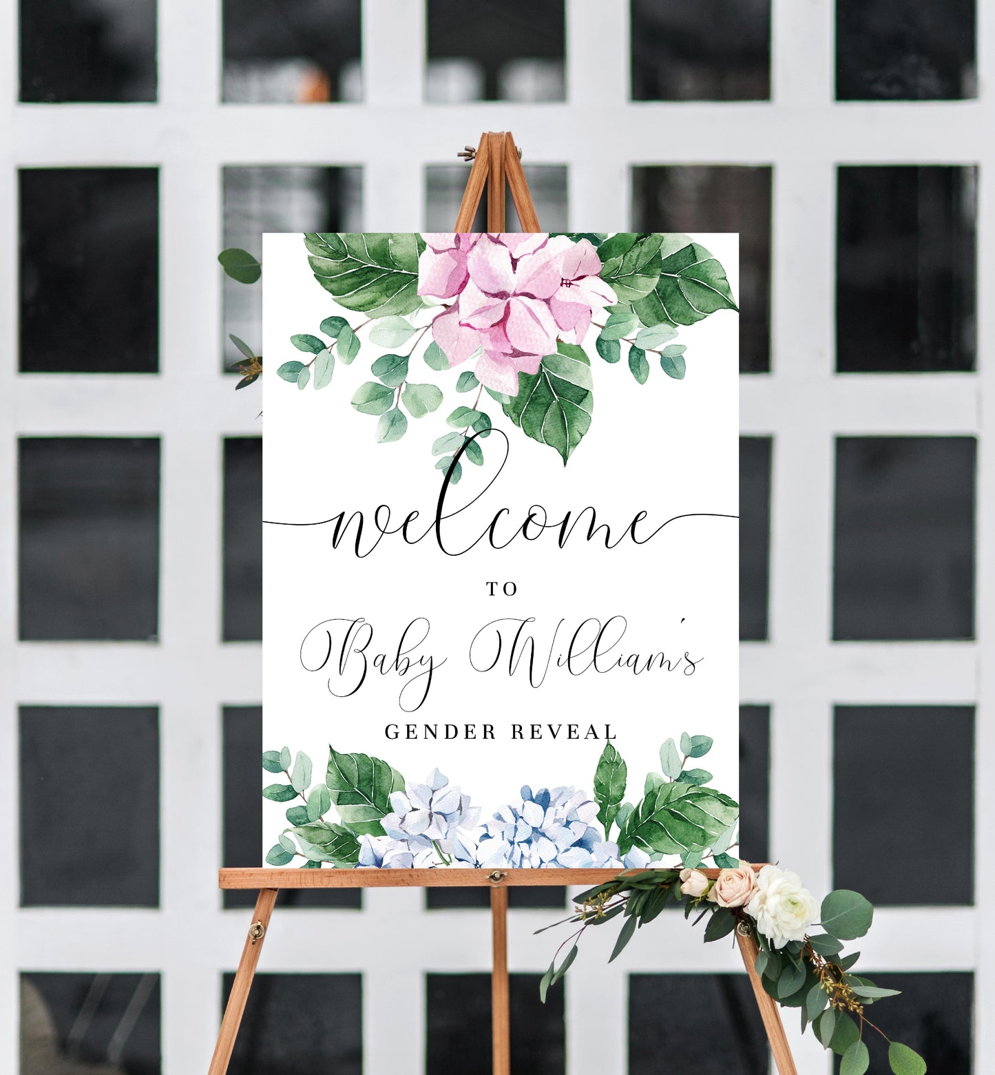 Ferras Blossom Pink Blue | Printable Welcome Sign