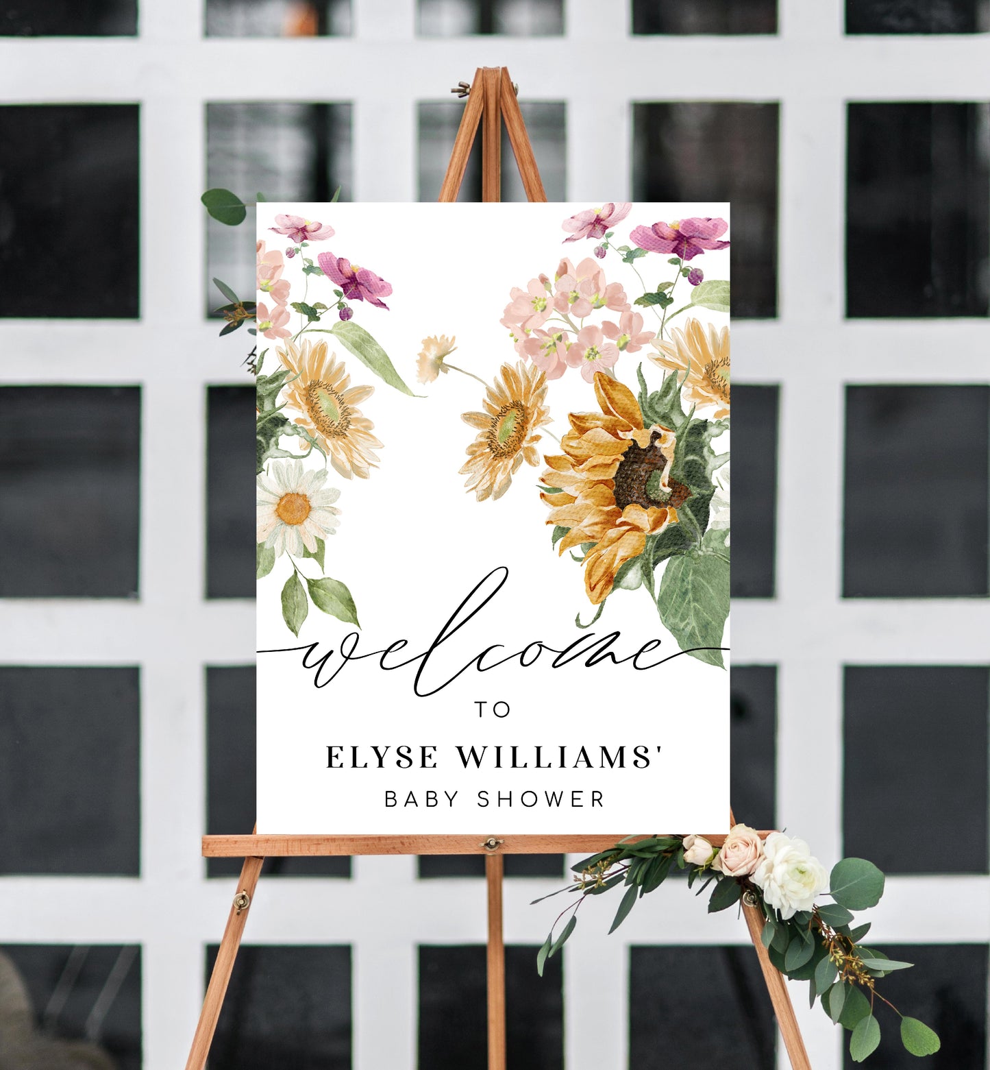 Mews Floral White | Printable Welcome Sign