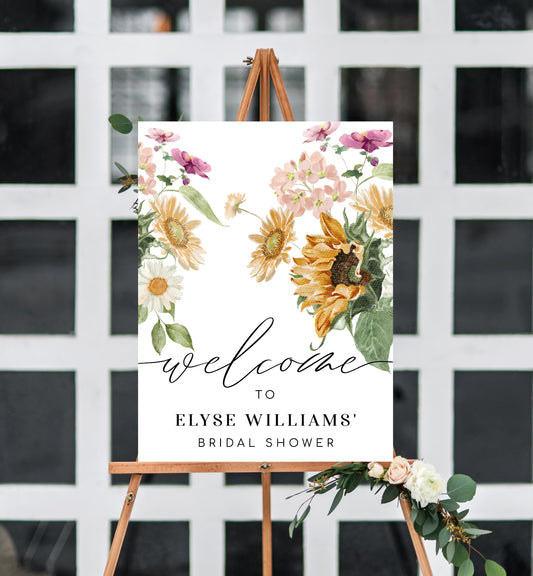 Mews Floral White | Printable Welcome Sign