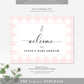Gingham Pink Bunny | Printable Welcome Sign Template