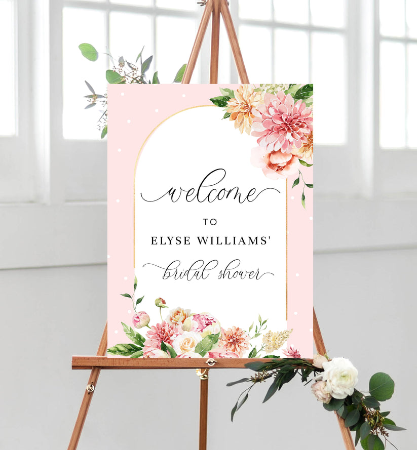 Darcy Floral Pink Printable Welcome Sign – Black Bow Studio