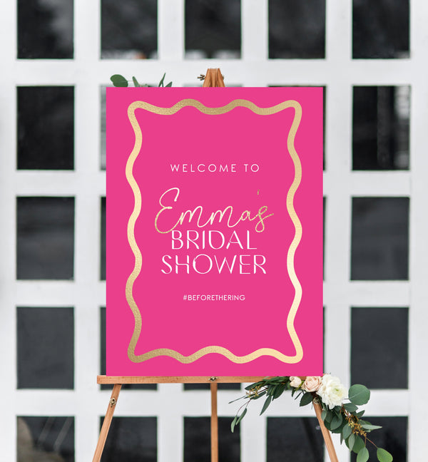 Wave Hot Pink Gold | Printable Welcome Sign Template – Black Bow Studio