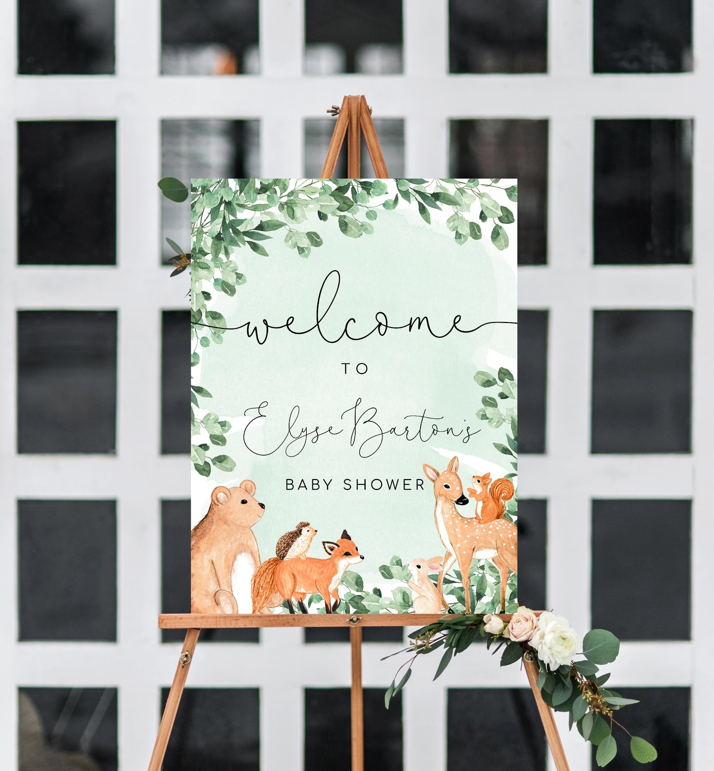 Woodland Animals Green | Printable Welcome Sign