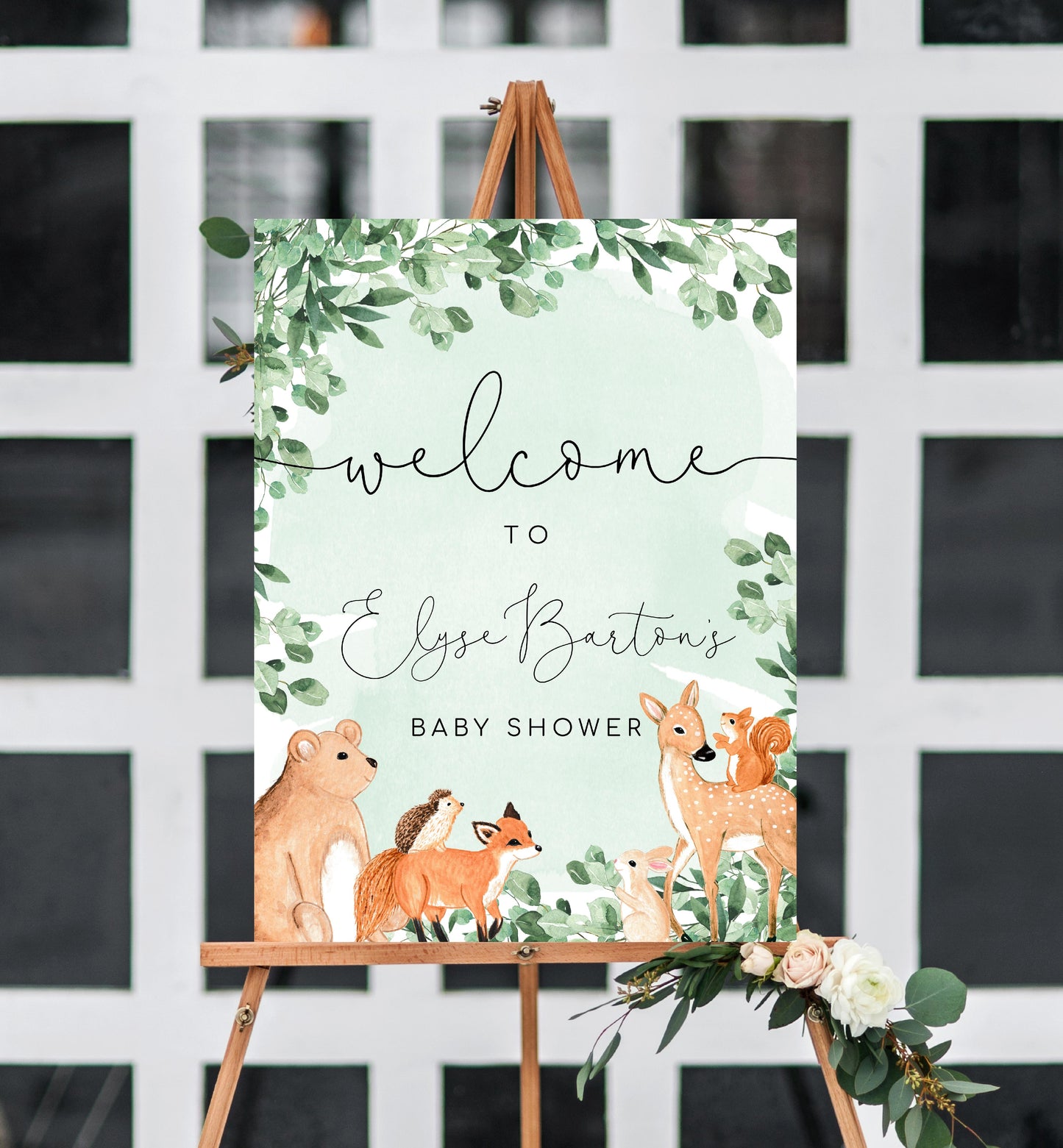 Woodland Animals Green | Printable Welcome Sign