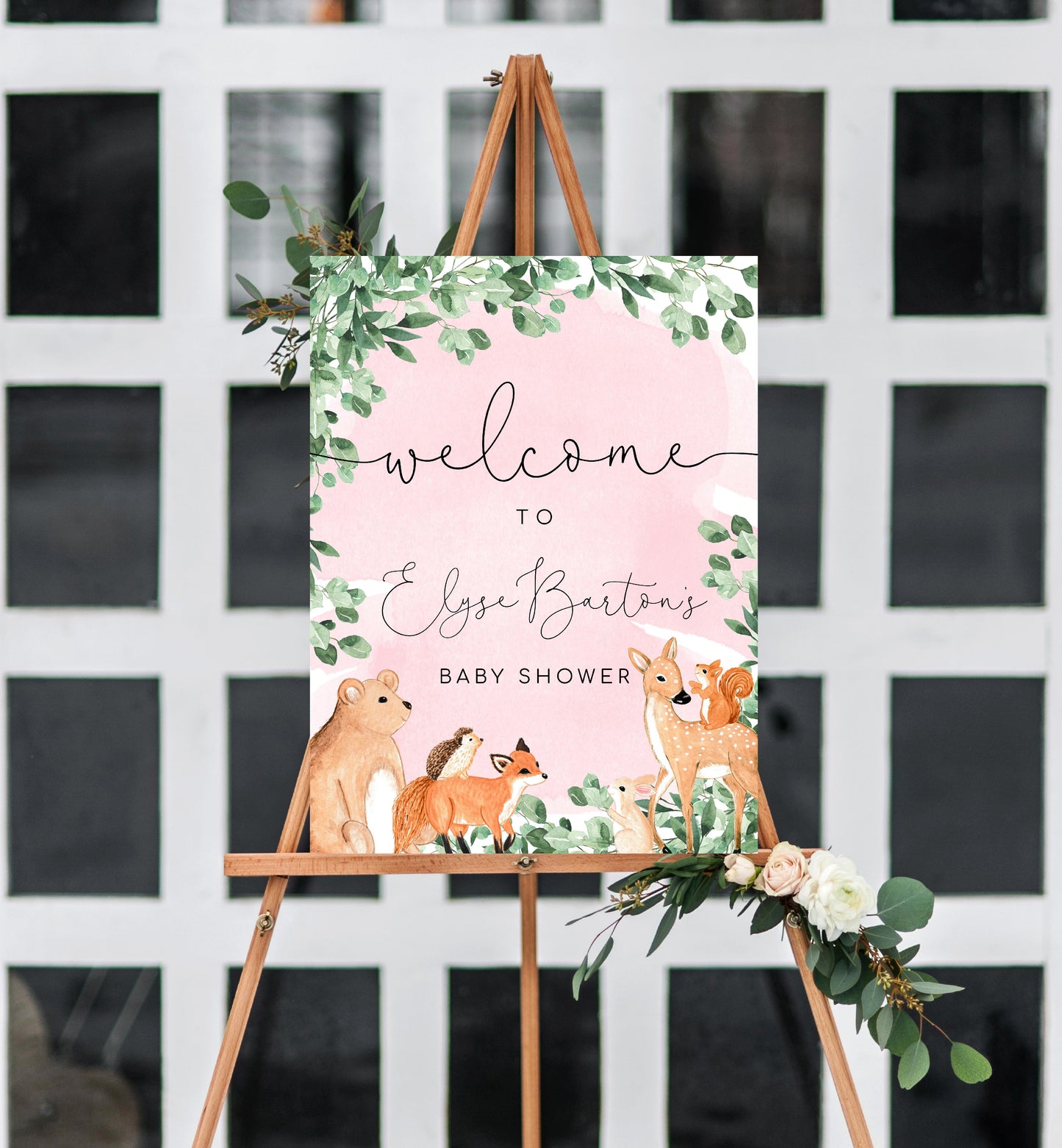 Woodland Animals Pink | Printable Welcome Sign