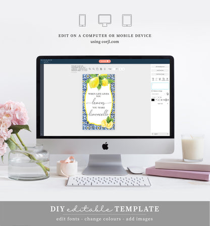 Positano Lemons | Printable Limoncello Favour Tags Template