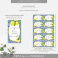 Positano Lemons | Printable Limoncello Favour Tags Template