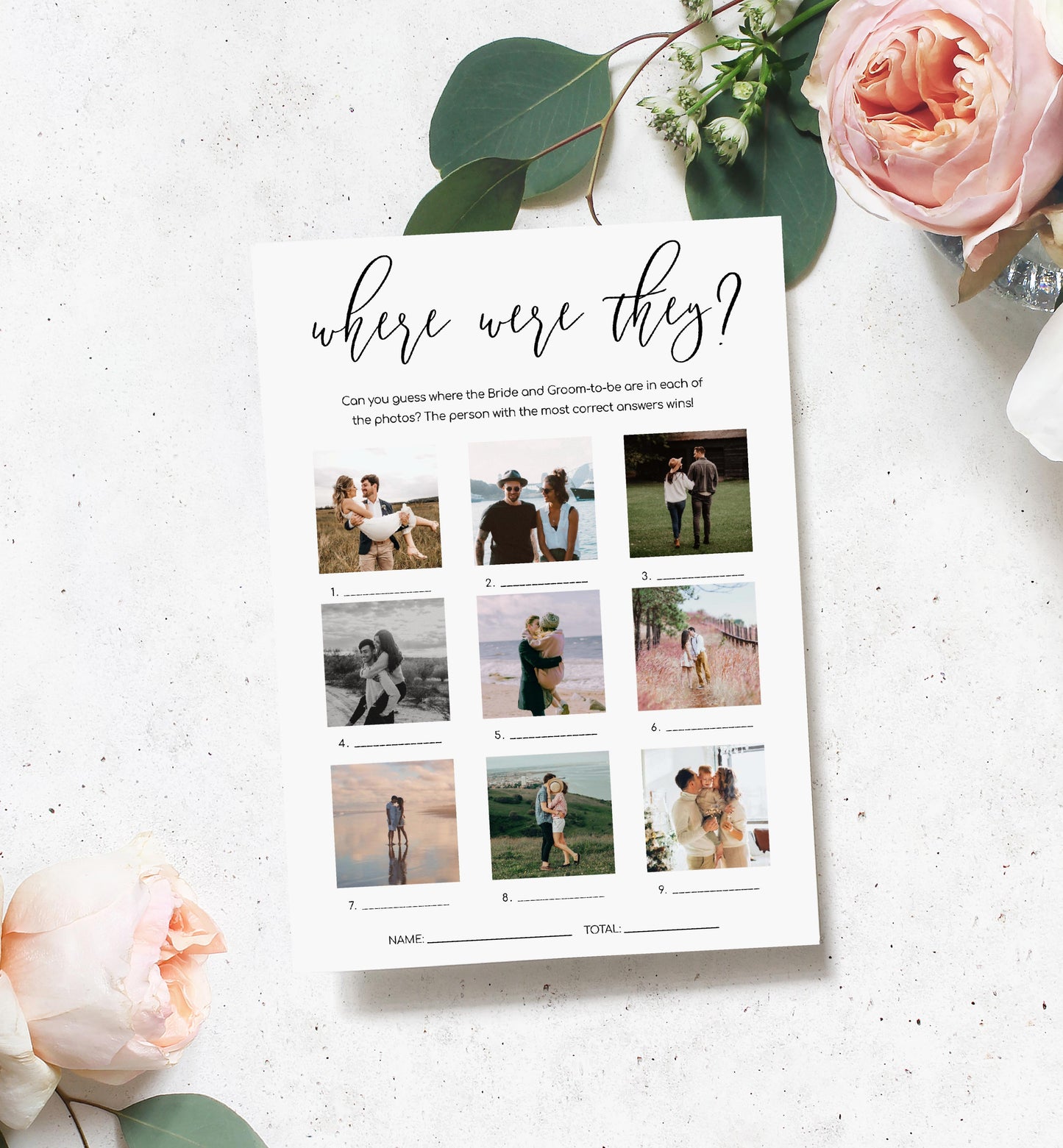 Lucas White | Printable Where Were They Photo Bridal Shower Game