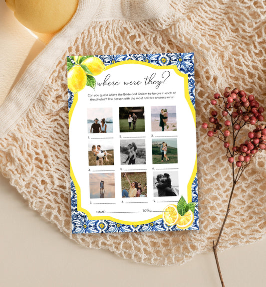 Positano Lemons | Printable where Were They Photo Bridal Shower Game Template