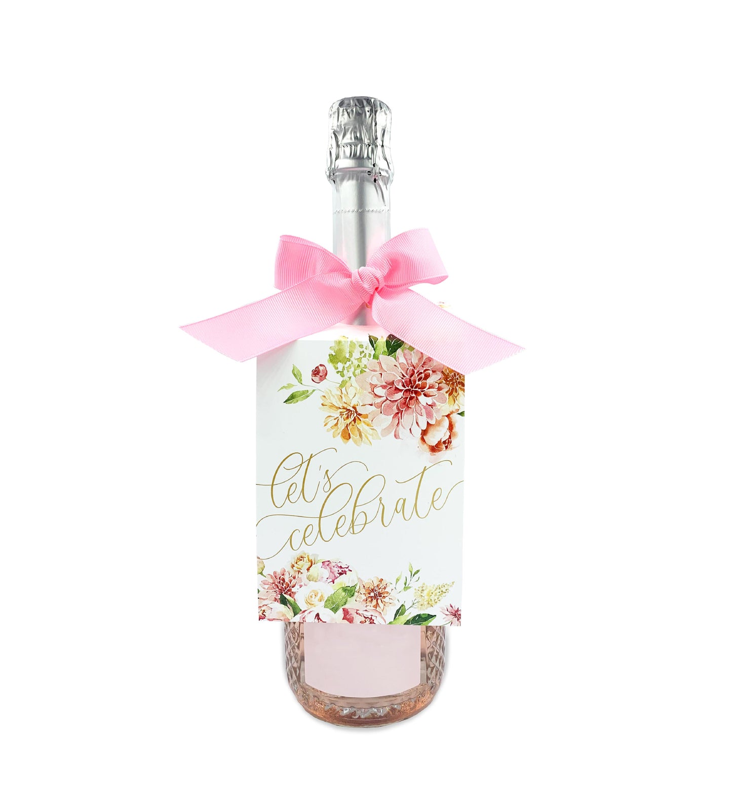 Quinn Floral White | Let's Celebrate Wine Bottle Tag Kit