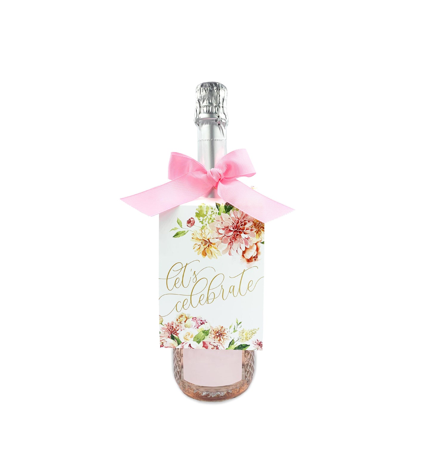 Quinn Floral White | Let's Celebrate Wine Bottle Tag Kit