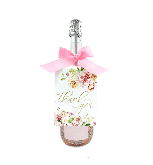 Quinn Floral White | Thank You Wine Bottle Tag Kit