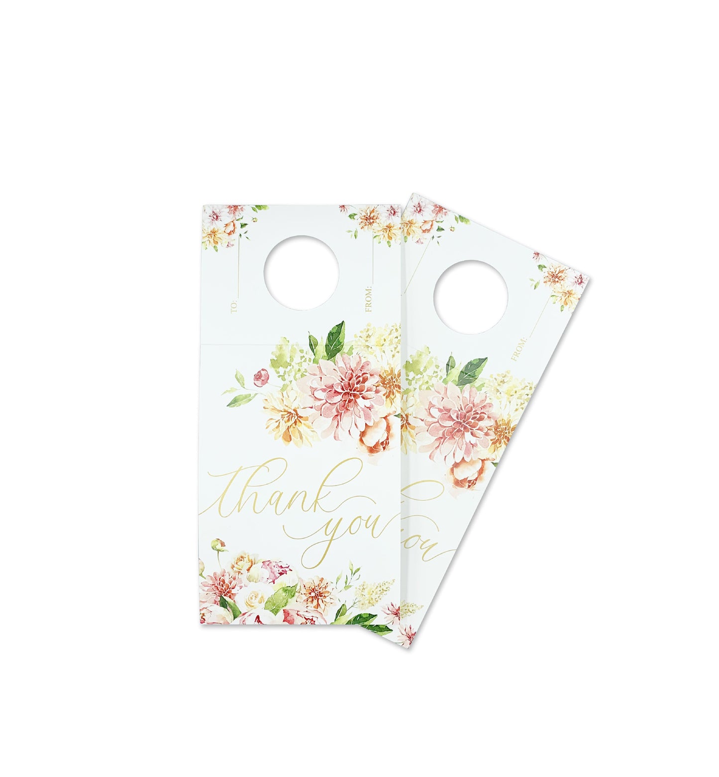 Quinn Floral White | Thank You Wine Bottle Tag Kit