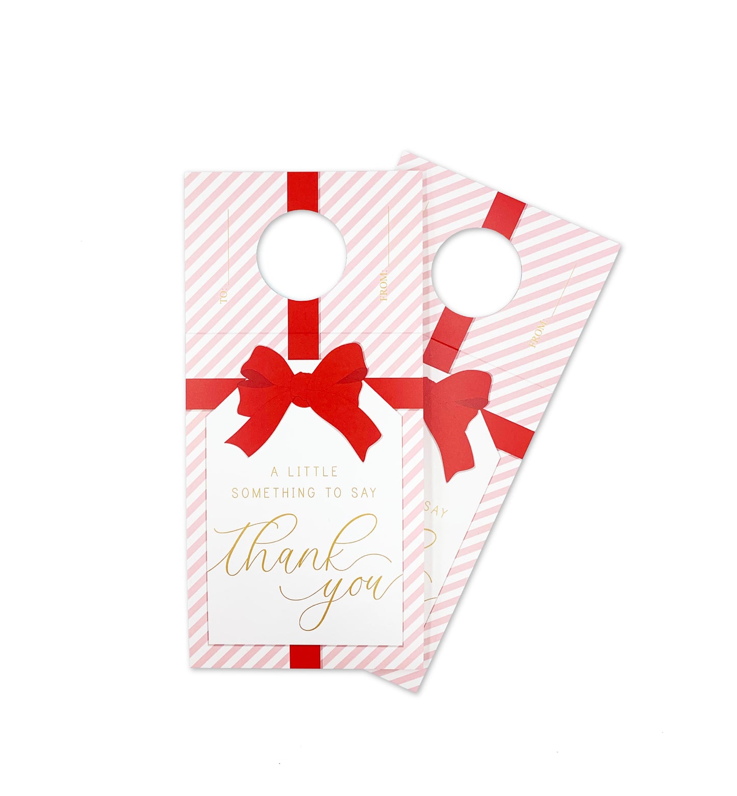 Stripe Pink Red | Thank You Wine Bottle Tag Kit